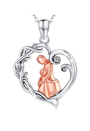 MUMMY BELL Něžný stříbrný bicolor náhrdelník Matka a dcera RMD (řetízek, přívěsek)