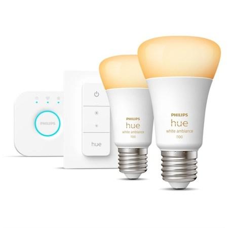 Startovací sada Philips Hue Bluetooth, 8W, E27, White Ambiance (2ks) + bridge + Switch