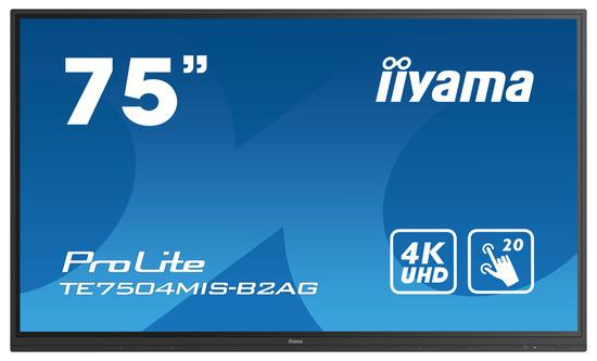75" iiyama TE7504MIS-B2AG: IPS, 4K, 400cd/m2, 24/7, iiWare, WiFi, 4x Touch Pen, HDMI, USB-C, 20P, TE7504MIS-B2AG