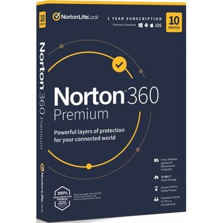 Software Norton 360 PREMIUM 75GB CZ 1 uživatel / 10 zařízení / 12 měsíců (BOX), 21416695