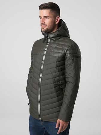 Loap JEVEN pánská zimní bunda do města zelená žíhaná