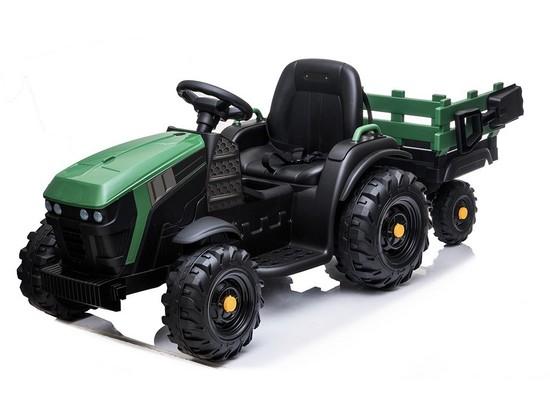 Dětský elektrický traktor s přívěsem, 12V, dva motory, MP3.