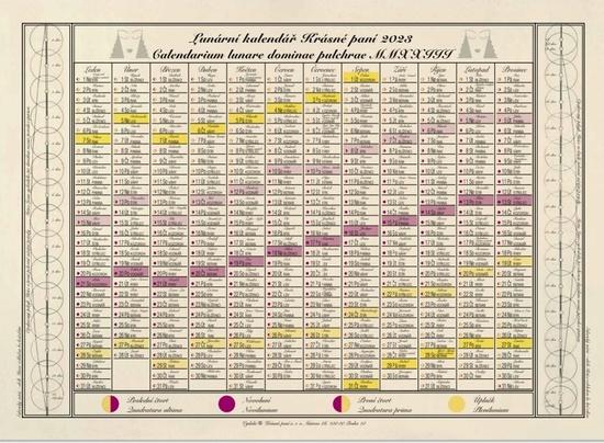 Jednolistý Lunární kalendář Krásné paní 2023