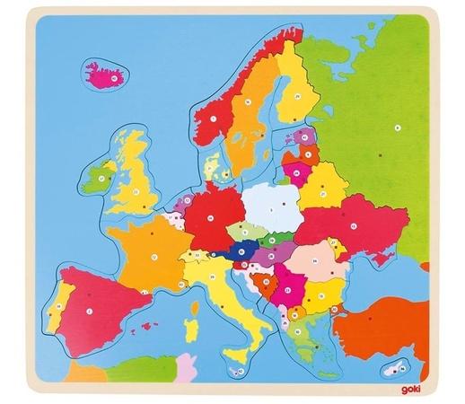 GOKI Dřevěné puzzle Mapa Evropy 35 dílků - 57509