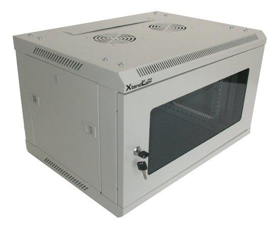 XtendLan 6U/600x450,na zeď, jednodílný, skleněné dveře, slonovina-šedý - WS-6U-64-IVORY