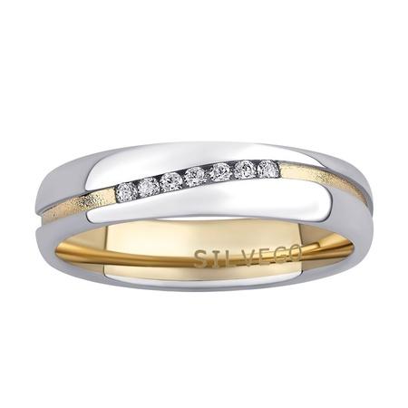 Silvego Snubní stříbrný prsten MARIAGE pozlacený žlutým zlatem s Brilliance Zirconia velikost obvod 61 mm - SHG2050ZGPW-obvod 61 mm