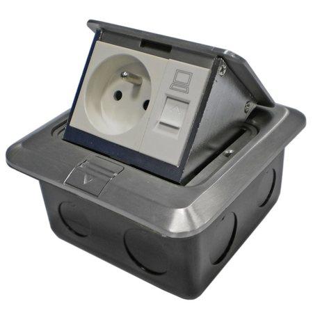 DATACOM Datová zásuvka  PODLAHOVÁ  UTP CAT5E (1xRJ45+1x230V) - 2161