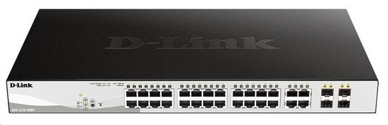 D-Link DGS-1210-28MP L2/L3 Smart+ PoE switch, 24x GbE PoE+, 4x RJ45/SFP, PoE 370W - DGS-1210-28MP/E