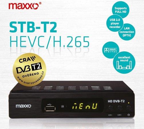 MAXXO Set Top Box DVB-T2 FullHD/ H.265 CRA ověřeno/ HDMI/ SCART/ USB + Wifi dongle - 100000190757