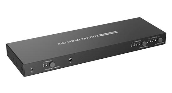 PremiumCord HDMI matrix switch 4:2 , UHD rozlišení 4Kx2K@60Hz HDR, SPDIF, Auto-Downscaling - khswit42f