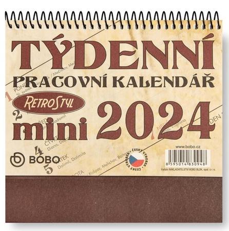 Pracovní Retro mini týdenní 2024 - stolní kalendář