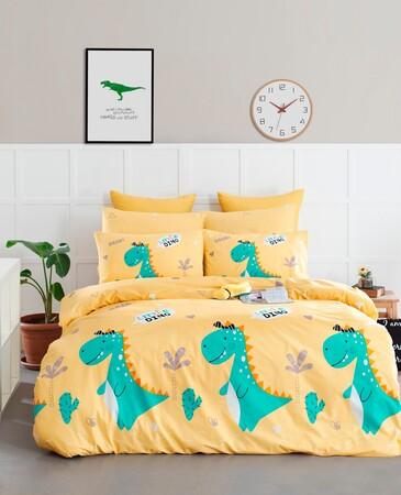 L'essentiel Maison Ranforce Double Duvet Cover Set Little Dino - Yellow - 162ELR9801