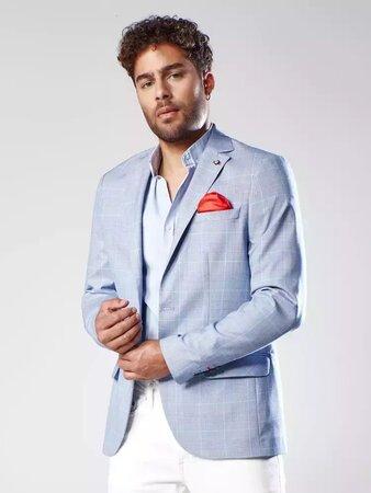 Dstreet Modrá pánská kostkovaná bunda MX0565 S - 36406-6