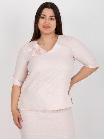 Fashionhunters Světle růžová dámská halenka plus size ze sady.Velikost: 48 - LK-BZ-506692.32 48