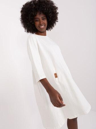 Fashionhunters Ecru volné bavlněné šaty Dalenne Velikost: L/XL - RV-SK-6274.36P L/XL