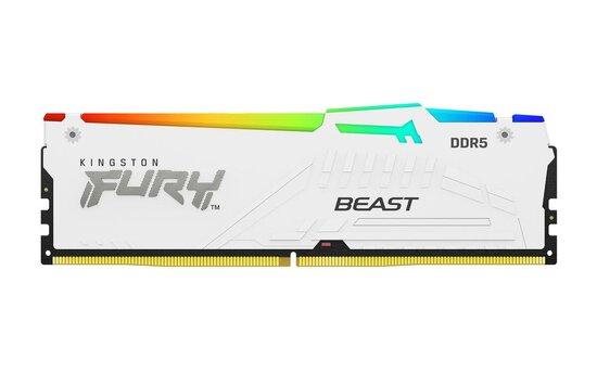 Kingston FURY Beast DDR5 64GB (Kit 2x32GB) 6400MT/s DIMM CL32 RGB EXPO White - KF564C32BWEAK2-64