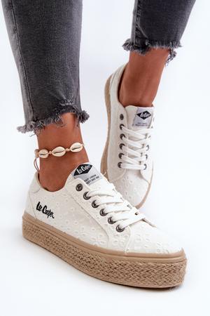 Kesi Dámské krajkové tenisky s prýmkem Lee Cooper bílé Velikost: 36, Bílá - 31368-19