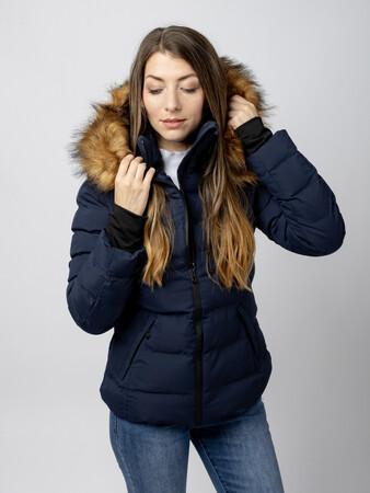 Aliatic Dámská prošívaná zimní bunda - tmavě modrá Velikost: L - 5M768-215-L