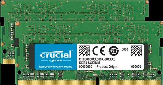 Crucial - DDR4 - sada - 64 GB: 2 x 32 GB - SO-DIMM 260-pin - 3200 MHz / PC4-25600 - CL22 - 1.2 V - bez vyrovnávací paměti - bez ECC - CT2K32G4SFD832A