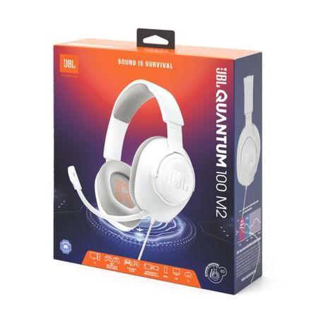 JBL Quantum 100M2 Headphone Wired Gaming Headset with Microphone, White EU - JBL-QNTM100M2-WHT