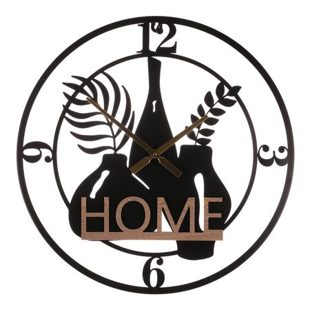 Autronic HW4006 Hodiny nástěnné - "HOME", kov a MDF, černé, 60 cm - HW4006