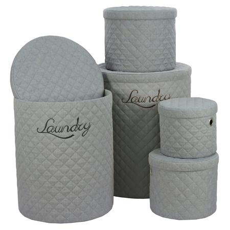 Autronic DT3007 GREY Koš prádelní - látka, kulatý, šedý, cena za sadu 5 ks - DT3007 GREY