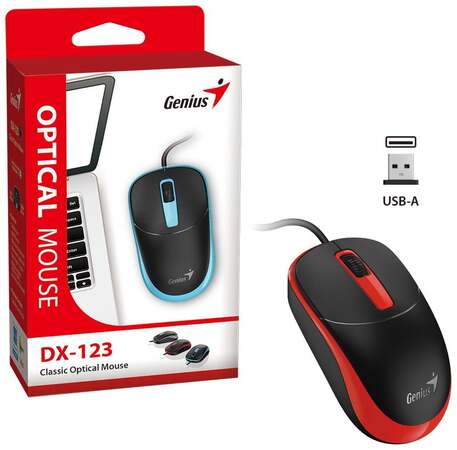 GENIUS DX-123 Sunshine Red/ drátová/ 1200 dpi/ USB/ černočervená - 31010033402