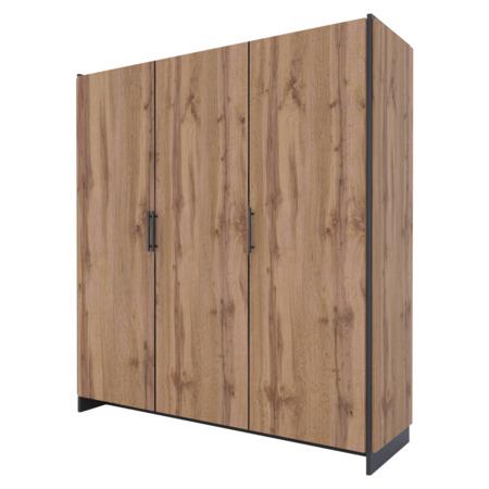 Kondela Skříň, třídveřová, dub wotan/černá, AMONI 3D - 0000400444