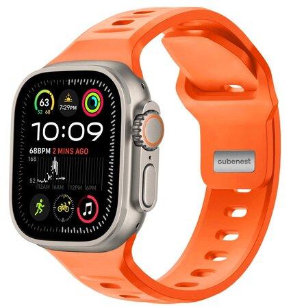 Cubenest Prémiový silikonový sportovní řemínek na Apple Watch oranžový (42-49mm) - B01R001LOR