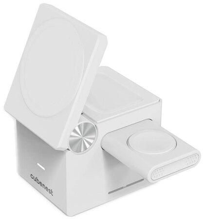 Cubenest E311 3v1 Bezdrátová magnetická nabíječka kompatibilní s technologií Magsafe, pro Apple Watch, iPhone , AirPods - E311WT
