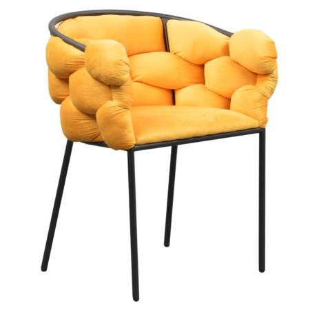 Kondela Jídelní křeslo, žlutá Velvet látka/černá, DOROTA - 0000396319