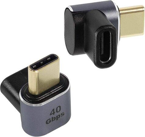 PremiumCord Adaptér USB-C na USB-C, USB 4.0, zahnutý 90° - kur31-38