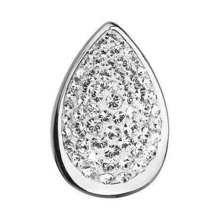Evolution Group Stříbrný přívěsek s krystaly Swarovski bílá slza 34185.1
