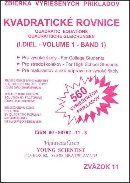 Kvadratické rovnice I.diel - 80-88792-11-8