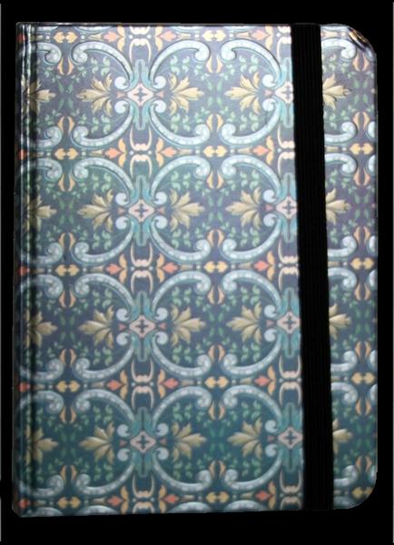 Zápisník s gumičkou 95x140 mm modrostříbrný ornament