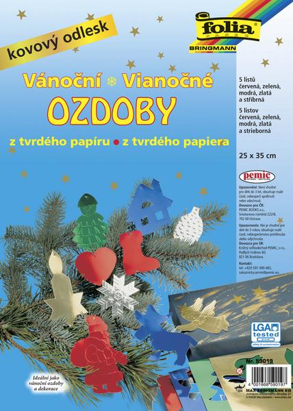 Vánoční ozdoby z tvrdého papíru: 5 archu, cervená, zelená, modrá, zlatá a stríbrná - Kol.