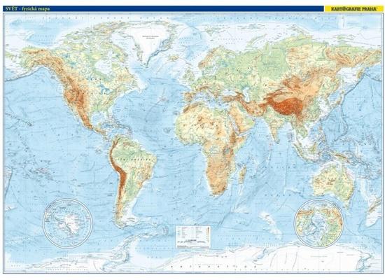 Svět nástěnná fyzická mapa