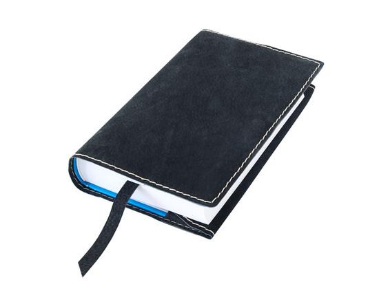 Obal na knihu kožený se záložkou Černý kovový