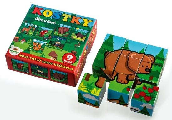 TEDDIES Obrázkové kostky Moje první lesní zvířátka, 9 kostek - 512019