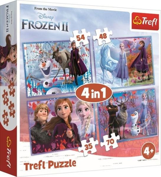 TREFL Puzzle Ledové království 2: Cesta do neznáma 4v1 (35,48,54,70 dílků) - 34323