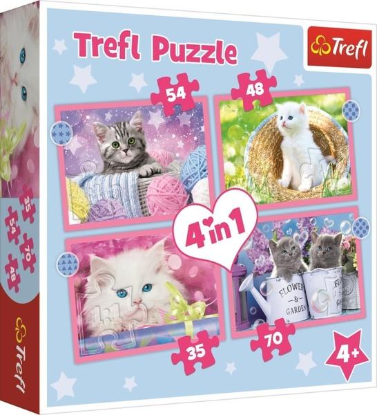TREFL Puzzle Veselé kočičky 4v1 (35,48,54,70 dílků) - 34396