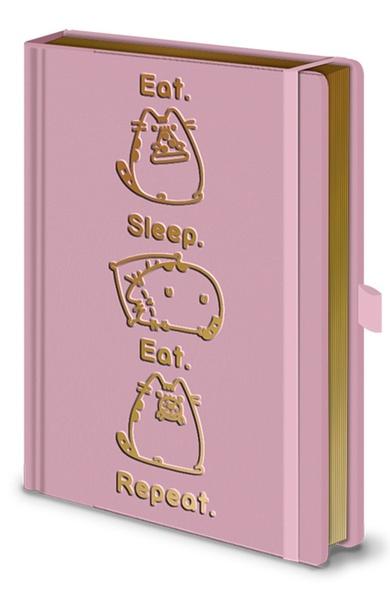 CurePink Poznámkový A5 blok Pusheen: Eat. Sleep. Eat. Repeat. 14,8 x 21 cm SR72508