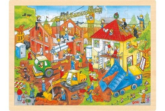 GOKI Dřevěné puzzle Na staveništi 96 dílků - 57670
