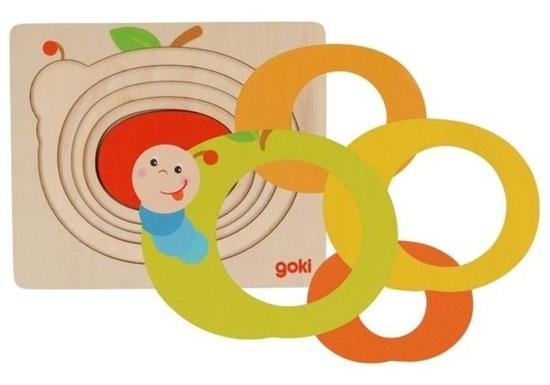 GOKI Vícevrstvá vkládačka Jablíčko s housenkou - 57403
