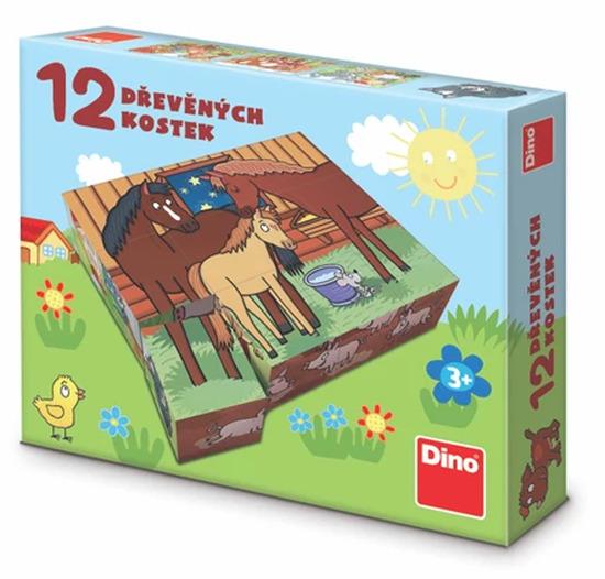 DINO Obrázkové kostky Domácí zvířátka, 12 kostek - DI641327