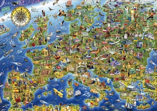 EDUCA Puzzle Šílená mapa Evropy 500 dílků - 17962