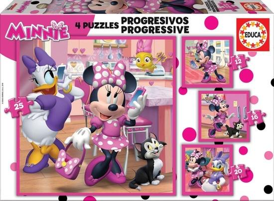 EDUCA Puzzle Minnie a Daisy 4v1 (12,16,20,25 dílků) - 17630