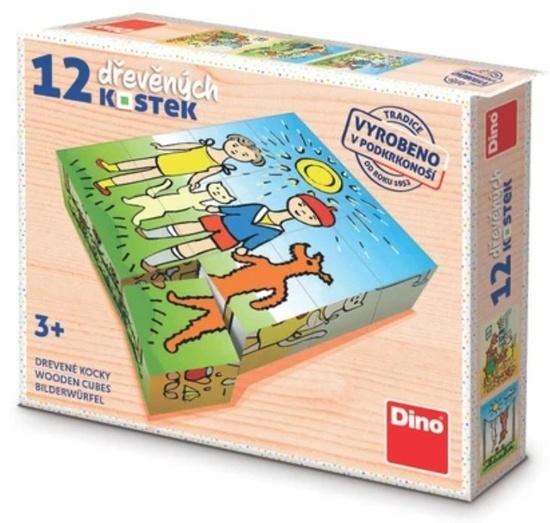 PEJSEK A KOČIČKA 12 Dřevěné kostky - 641358