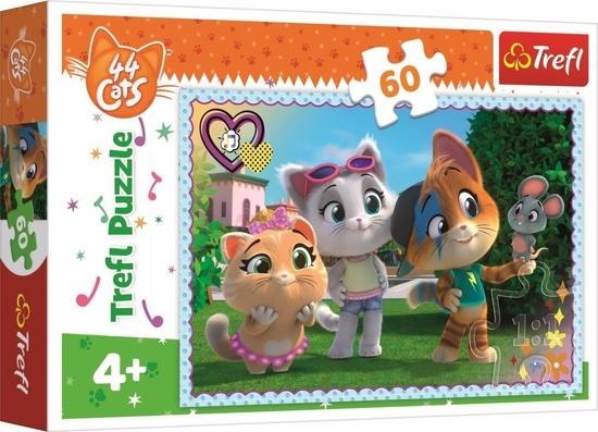 TREFL Puzzle 44 koček: Hra s kamarády 60 dílků - 17378