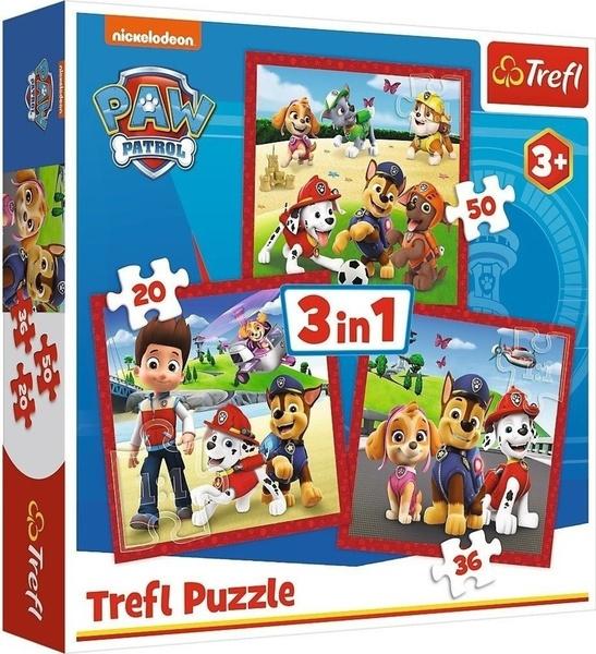 TREFL Puzzle Tlapková patrola: Veselí pejsci 3v1 (20,36,50 dílků) - 34867